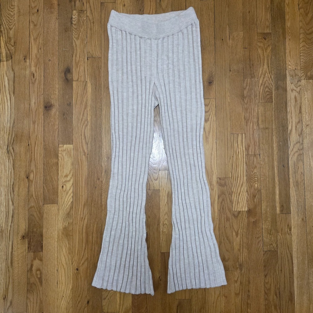 Annie Bing‎ Womens Cream Val Sweater Pant 100% Wool Ribbed  Style Size M